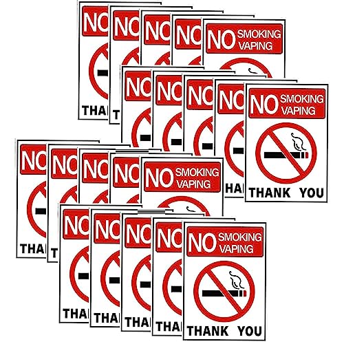 Image of CVANU NO SMOKING VAPING THANK YOU Warning Safety Self-Adhesive Waterproof PVC Vinyl Sign Sticker Size (11.7inchX8.3inch) Pack of 20