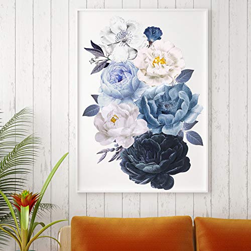 Vinilo decorativo floral azul Navy para pared 70x85 cm miniatura 5