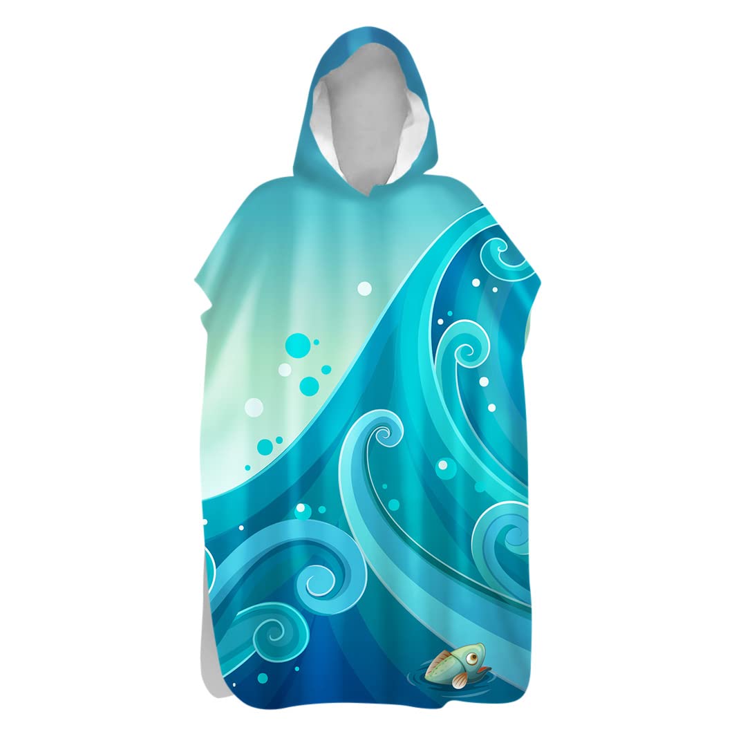 Poncho Asciugamano Con Cappuccio In Microfibra - Asciugatura Rapida Per Spiaggia E Piscina