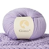 GISIMO 100% Merino Wool Yarn, 6-Ply Luxurious and Soft Yarn for Hand Knitting & Crocheting, 1.76 OZ/50g, 127 yds/116 Meters (Purple, 1 Ball)