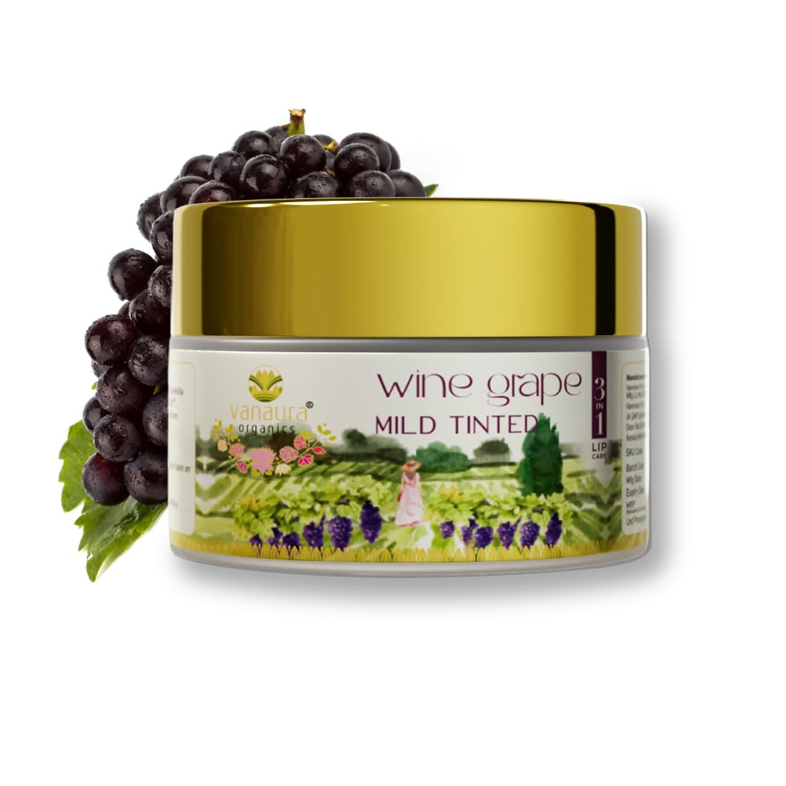 3-in-1 Wine grape mild tinted lip balm | Reduces pigmentation | Heals dry chapped lips | Vit E & Licorice | 15g