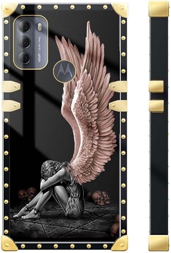 Miniatura 2 de DAIZAG Funda compatible con Moto G Power 2022, diseño retro de alas de ángel para niña, elegante decoración dorada, funda protectora suave