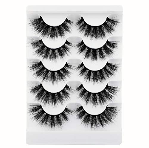 Newcally Lashes False Eyelashes Wispy Fluffy Faux Mink Eye Lashes 5 Pairs Pack