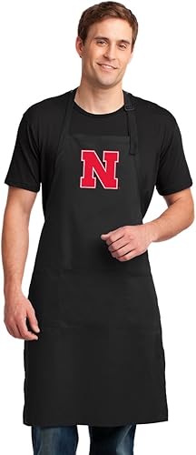 Broad Bay Delantal de la Universidad de Nebraska de tamaño grande Nebraska Huskers regalo para hombres o mujeres hombre él ella, Negro -