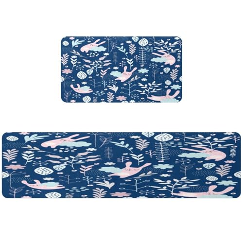 Alfombra de cocina para cuarto de lavado con conejitos decorativa y suave 2