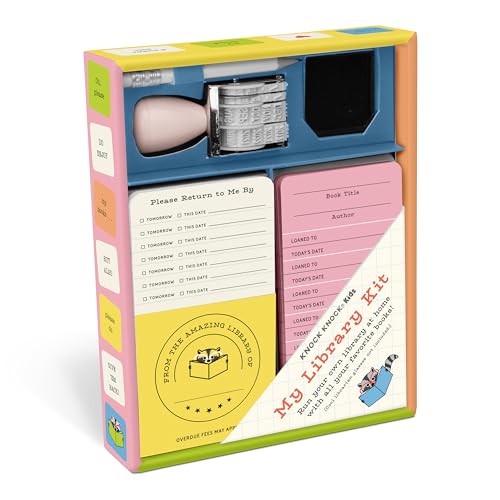 Knock Knock Kids Library Kit: 20 Card Catalog Checkout Cards, Bookplates, Date Stamp & Inkpad