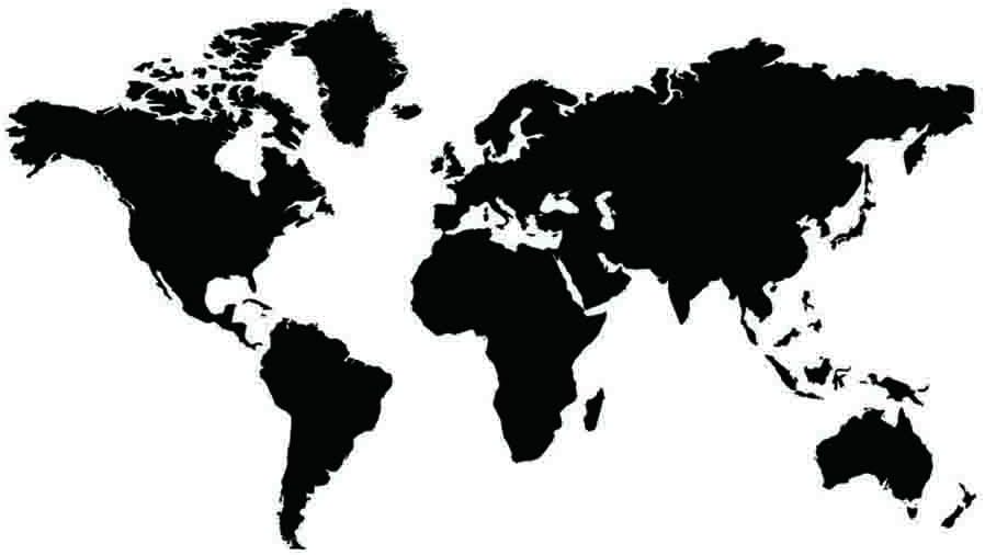 Black Map of The World Wall Sticker Decal Vinyl Home Art Sticker Decor, Large