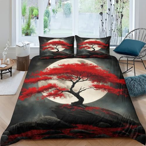 Housse de couette effet 3D confortable parure de lit rouge - 4