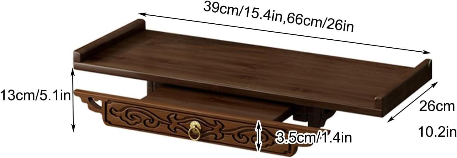 Wall Mounted Altar Table,Personal Meditation Table,Buddhist Altar,Personal Shrine Stand,Spiritual Activities,for Small Spaces(39cm/15.4in)