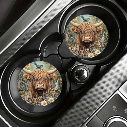 Portavasos de coche Highland Cow 2 piezas miniatura 1
