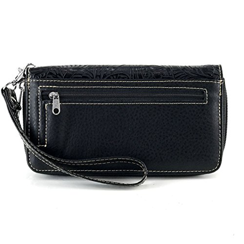 Justin West Rhinestone Concho Western Laser Cut Tooled Wristlet Wallet Shoulder Handbag Purse2