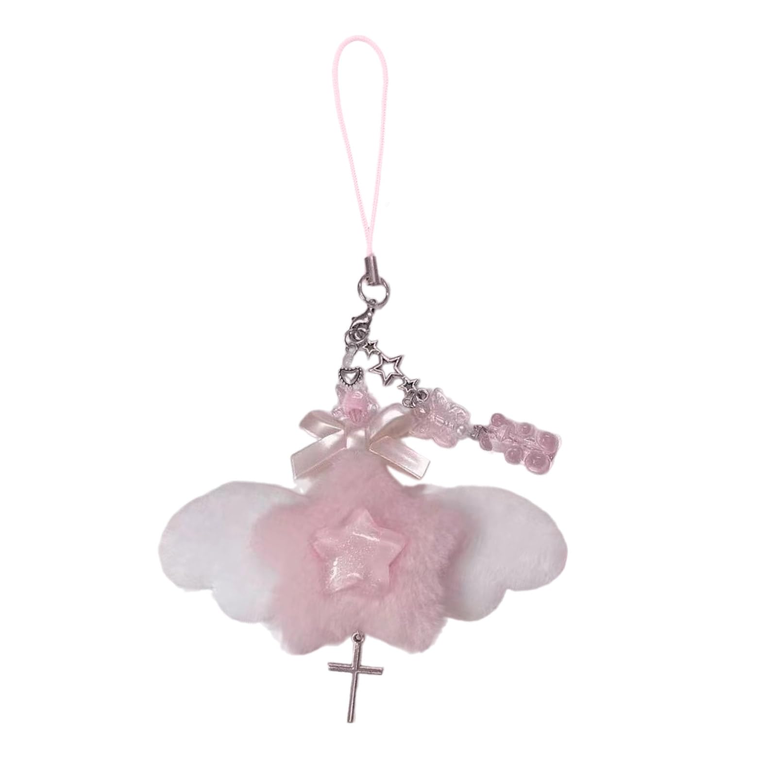 NEWFT Handmade Beaded Phone Chain Wing Bowknot Pendant Phone Chain Bag Charm Stylish Phone Accessory for Fashion Enthusiasts