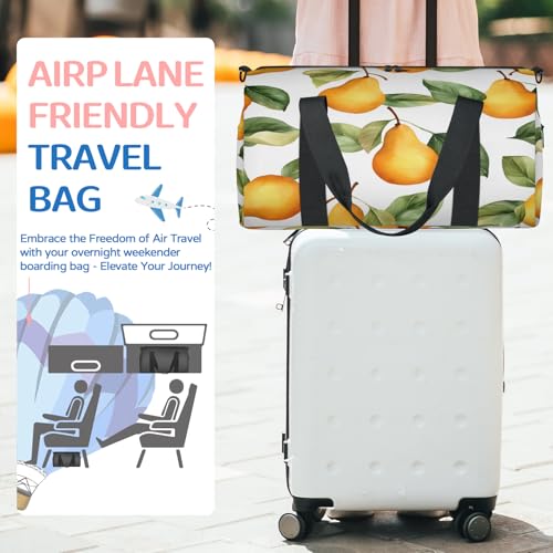 Cartoon Pear Sports Duffle Bag for Women Men Waterproof Overnight Weekender Bag with Adjustable Strap Travel Tote Bags for Beach Yoga Work Dance Swim3