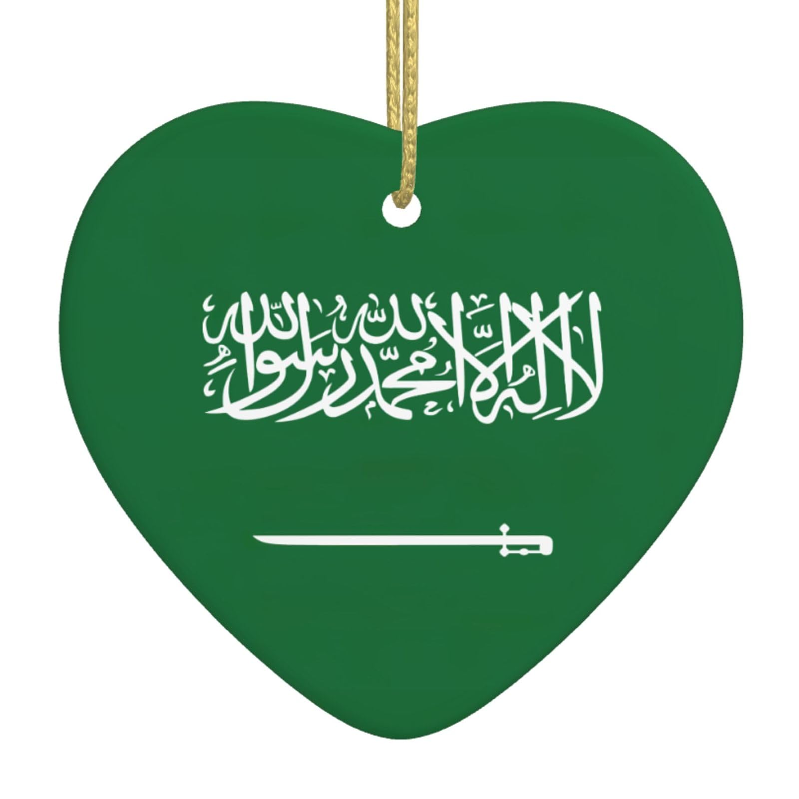 Flag Of Saudi Arabia Christmas Ornaments,Ornament For Christmas Tree,Ceramic Heart Keepsake,Christmas Ornament