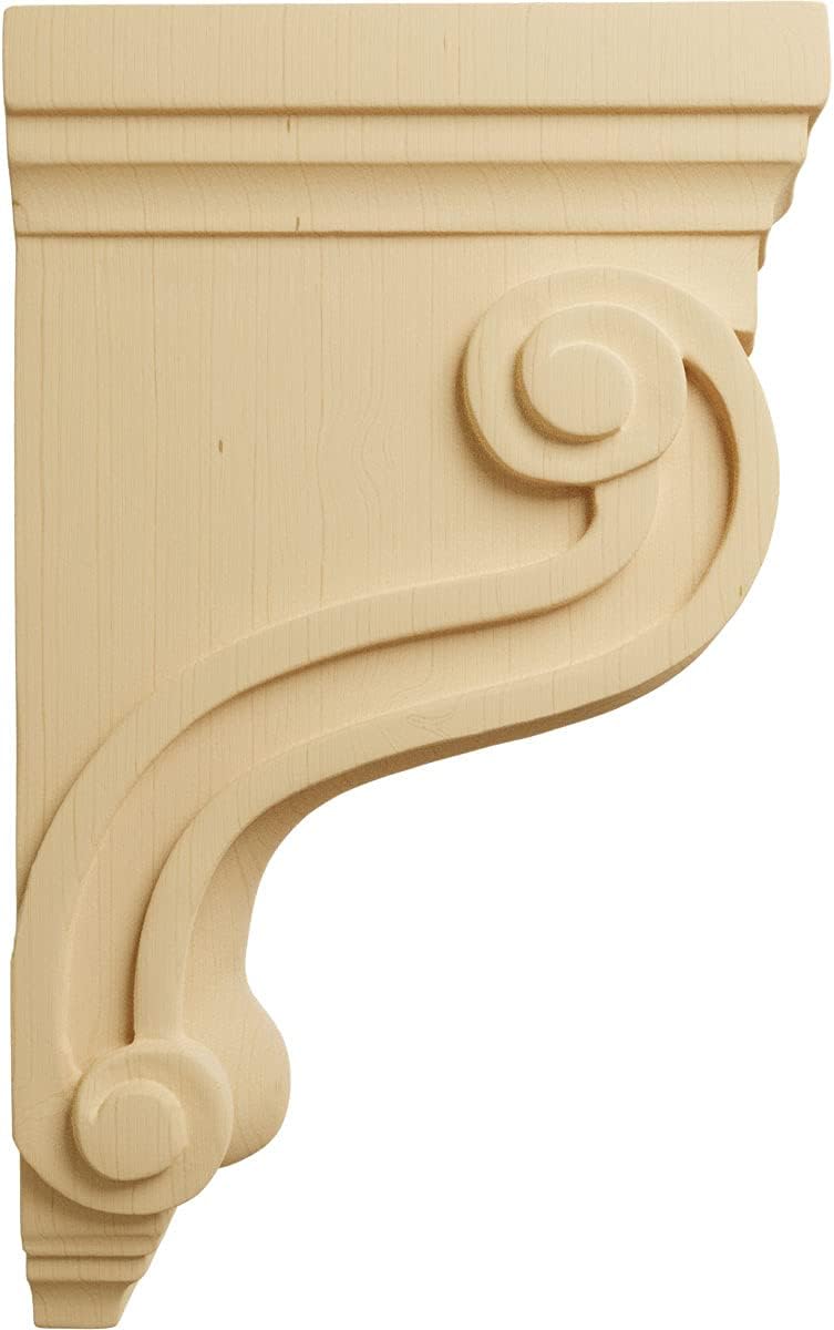 🔥 Ekena Millwork COR03X06X10TSAL-CASE-2 Boston Traditional Scroll Wood Corbels, 3 3/8W x 6 1/2D x 10 1/2H, Alder