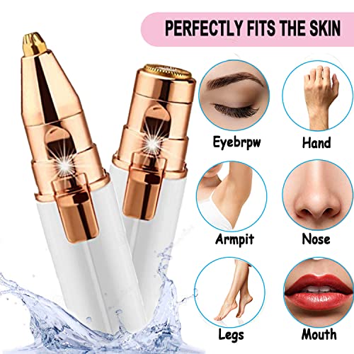 Eyebrow Trimmer & Facial Hair Remover , 2 In 1 Portable Rechargeable Painless-Precision Eyebrow Trimmer Eyebrow Razor Tool With Built-In Led For Face Lips Nose Facial Hair Removal #TOP4
