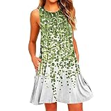 BIBOKAOKE Strandkleid Damen Elegant,Sommerkleid Damen Sexy GroßE GrößEn Blusenkleid Lässige Kleid Minikleid Blumenkleid Blumenmuster Sommerkleider