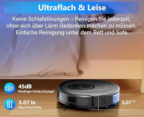 Tikom Saugroboter mit Wischfunktion 2 in 1, G8000 Max Staubsauger Roboter, 5000Pa Starke Saugkraft Roboterstaubsauger, Selbstaufladend, WLAN, 150Mins Max, Ideal für Tierhaare, Teppich, Hartboden