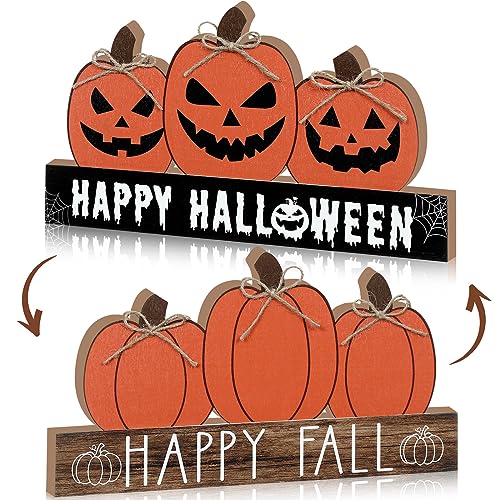 Reversiblefallwoodentablesigndoublesidehalloweenandthanksgivingtabletoppumpkinsigndecorhappyfallwoodblockfalltieredtraydecorforthehomeshelfpartydecor  Urban Country Home Decor Reversible fall wooden table sign double side halloween and thanksgiving tabletop pumpkin sign decor happy fall wood block fall tiered tray decor for the home shelf party decor  urban country home decor
