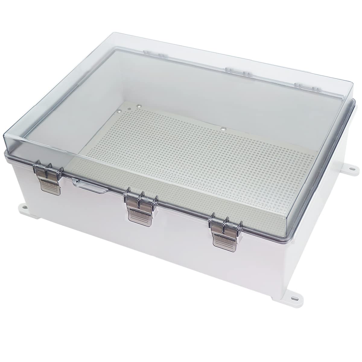 Zulkit Junction Box ABS Plastic Dustproof Waterproof IP65 Electrical Boxes Hinged Shell Outdoor Universal Project Enclosure Grey Clear Transparent Cover (23.6" x 15.7" x 9.1")