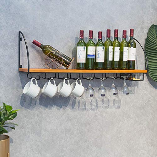 Porte-bouteilles bois rustique 120 cm, support de verres haut de gamme pour aménagement de bar - 3