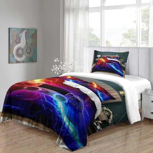 Housses de couettes game imprimé 3D parure lit simple 135x200cm