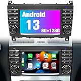 Radio for W203: 128G Double Din Car Stereo with Bluetooth AM FM Carplay for Mercedes Benz W311 W315 2004-2012, 7' Aftermarket Touch Screen Android System Head Unit with Backup Camera FMAM for Apple