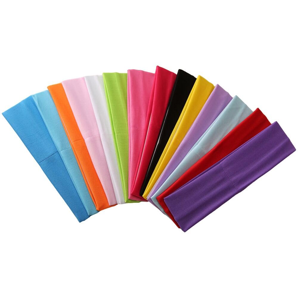 14pcs Yoga Sports Headbands for Women,Soft Elastic Stretch Athletic Headband for Workout Running (Mixed Colors)