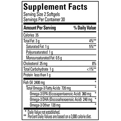 Image of Nature Made Burp-Less Fish Oil 1200 mg, 60 Softgels, Fish Oil Omega 3 Supplement For Heart Health (Pack of 3)