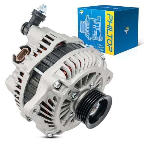 Image of PHILTOP Alternator Compatible with Subaru Outback 2005-2009 2.5L 2006-2009 2.5T, Legacy 2005 2008-2009 2.5L 2008-2009 2.5T, Legacy 2006-2007 All Models Replace 11024N 12V 110Amp CW S5 5-Groove Pulley | Fits 2006-2009 Subaru Outback H4 2.5L, Replacement OE 23700AA55A, 90273343, A3TG2391, 11024N, 11024, 2104216