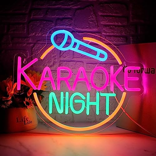 Dracey Karaoke Night Neon Sign, Led Karaoke Bar Neon Signs for Wall Decor,Karaoke Open Wall lights, USB Powered for Game Room Man Cave Bar Pub Party Birthday Gift(15.1 * 12.5in)