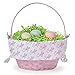My Name Pattern Personalized Easter Egg Basket with Handle and Custom Name | White Easter Basket Liners | Pink Basket | Woven Easter Baskets for Kids | Customized Easter Basket