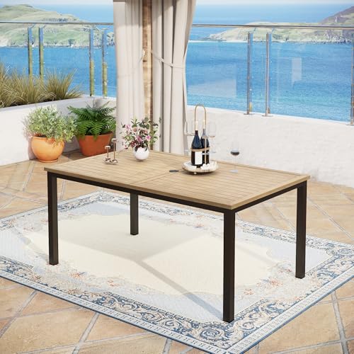 MFSTUDIO Outdoor Patio Dining Table for 6, Rectangle Metal Patio Table 64