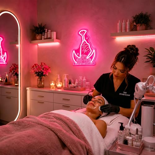 Image of Neon Sign, Nails Salon Neon Signs for Wall Decor - Pink LED Signs for Business, Salon, Dressing Room, Bedroom - USB Powered Light Up Sign Decorations Gift