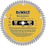 DEWALT 10-Inch Miter / Table Saw Blade, ATB, Thin Kerf, Crosscutting, 5/8-Inch Arbor, 60-Tooth...