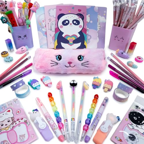 Kit Papelaria Criativa Fofa Caderno E Estojo De Pelúcia Com Caixa de Presente Volta às Aulas Material Escolar Fofo Presente Menina