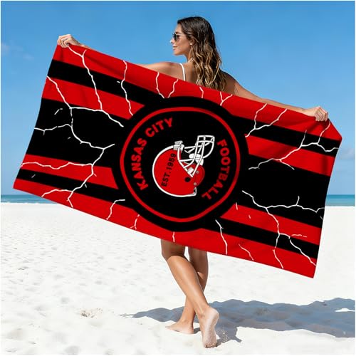 Football Fan Thin Lightweight Microfiber Beach Towel Kansas