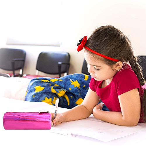 Image of Aisa Pencil Case Holographic Zipper Pen Bags Cosmetics Bags Rose Red