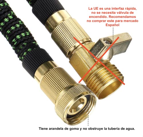 GREENGOF Manguera de Jardín Premium 15 Metros - Boquilla de Pulverización de 10 funciones, Ligera y Extensible - Conectores de Latón y Alta Resistencia con Núcleo de Látex - Color Naranja. - imagen 7