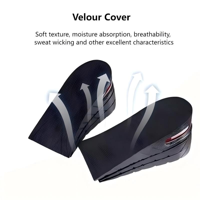 Image of Height Increase Insoles Shoe Insert, 3-Layer 6CM Air Cushion Design, Black