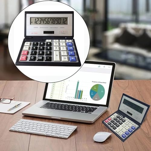 Maizoon Solarbetriebener Taschenrechner mit 12-stelligem Display, großer Bildschirm, klappbarer Klappdeckel, große Taste, tragbares Computerwerkzeug für Finanzen, Geschäft, Büro und Schule