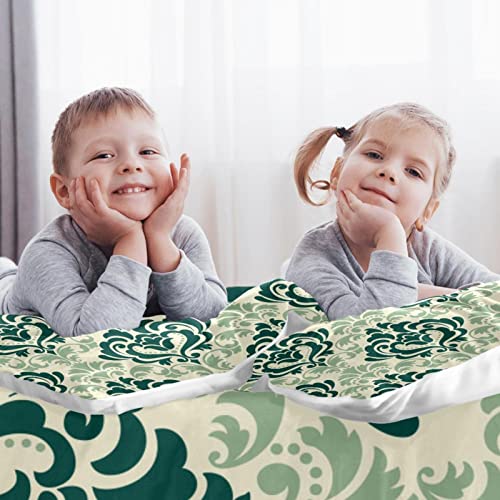 Parure de lit vert motif damassé housse de couette douce et taies d'oreiller - 3