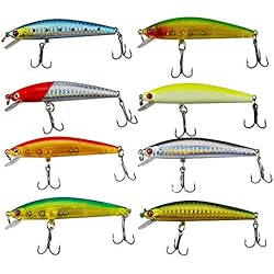 Señuelo Paseante Senven cebo duro Artificial, Crankbaits biónico único de plástico, Minnow, Cebo rígido de pesca de mar y agua dulce - 8 pcs