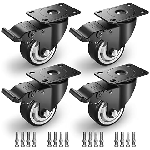 HOLKIE 3 inch Caster Wheels, Industrial casters, Heavy Duty Swivel Casters with Safety Brake Total Capacity 1000lbs (Pack of 4) Cover