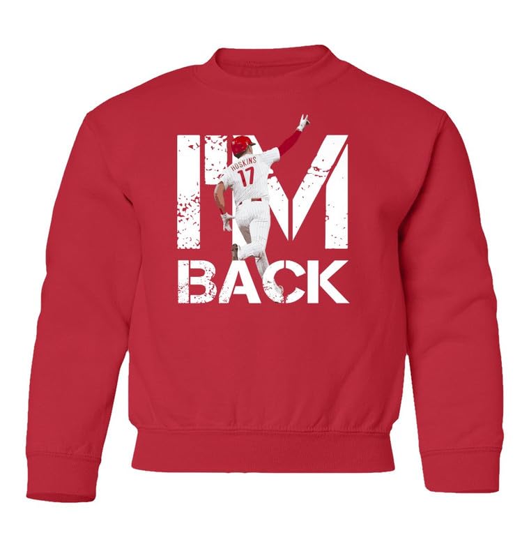 I'm Back Philadelphia Baseball Legend Player Hoskins Youth Crewneck Sweatshirt