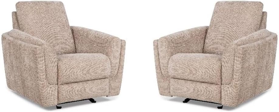 Pemberly Row Contemporary Power Glider Recliner, Biscotti Finish, 41" W x 38" D x 40" H, Pack of 2, 360-Degree Swivel, Warm Walnut Wood, Adjustable Power Leg Rest, Comfortable Seating for Living Room