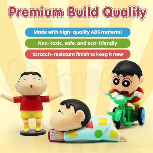 Image of Kidology Shinchan Miniature Toys - Set of 3 Cute Anime Figurines for Decoration, Collectible Action Figures,Birthday Party Favors, Playset Toys for Kids, Fans & Collectors