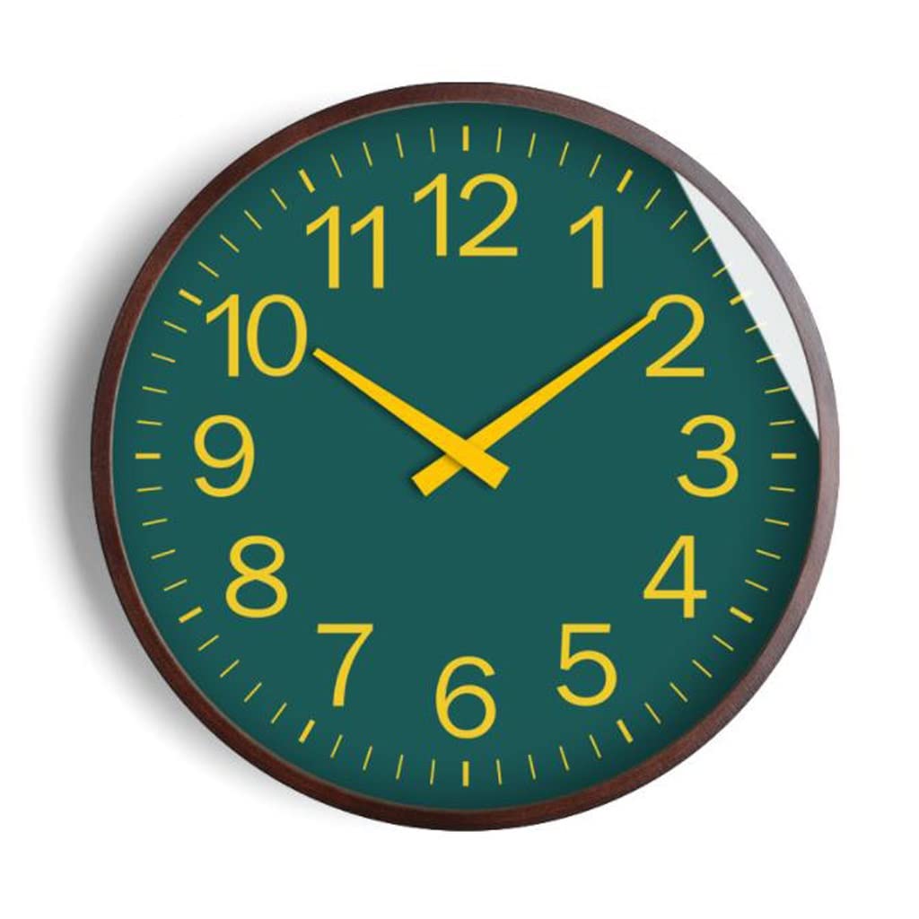 Horloge murale salon verte de 14 pouces modèle géométrique silencieux