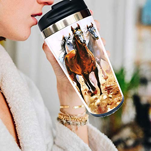 Wodealmug Women's Funny Horse Travel Coffee Mug Thermal Insulated Tumbler Cup With Lid 14 Oz #TOP4