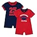 Wan-A-Beez Baby Boys' 2 Pack Graphic Short-Sleeve Romper - Red/Navy - Football - 6/9 Months
